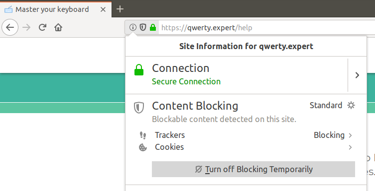 disable firefox content blocking